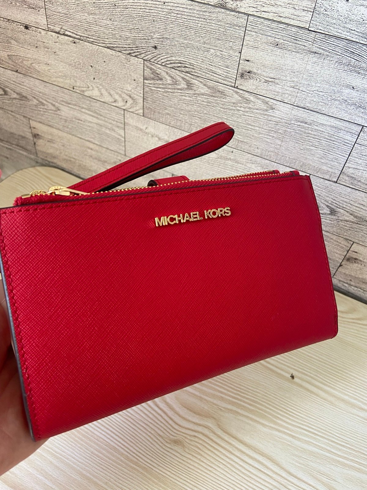 Michael Kors Bright Red Double Zipper Wallet