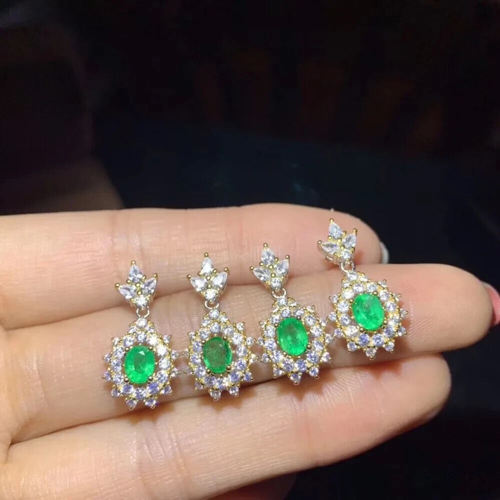 Natural Emerald Gemstone Earrings, Genuine Emerald Statement Earrings 4x5mm