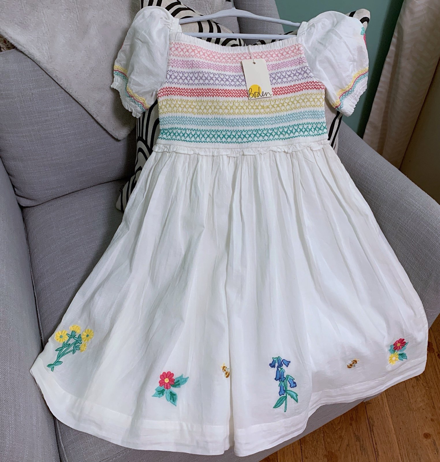 Mini Boden Smocked Floral Dress Size 5-6Y NEW