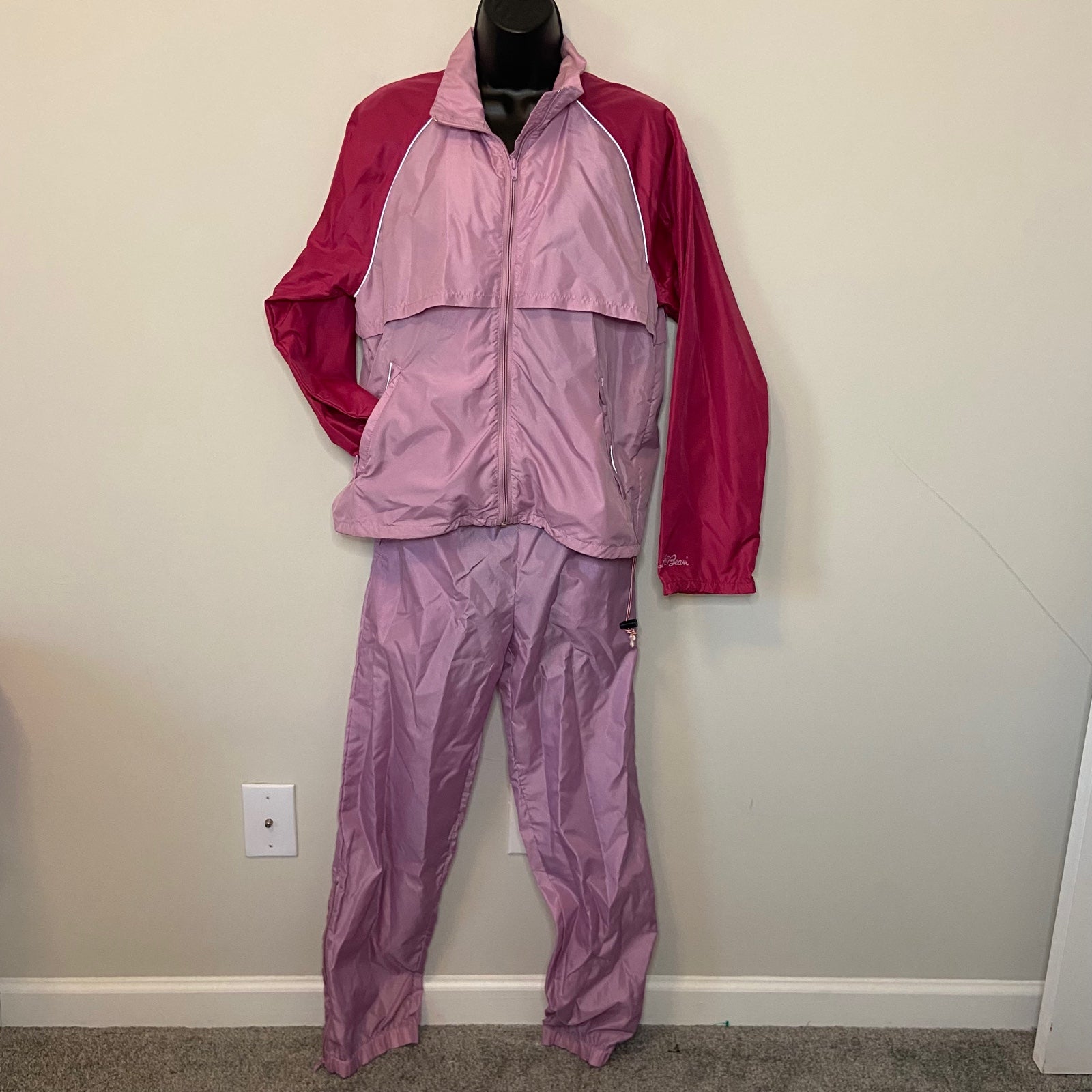 L.L. Bean Purple Pink Windbreaker Tracksuit Sz Medium Vintage 80s 90s