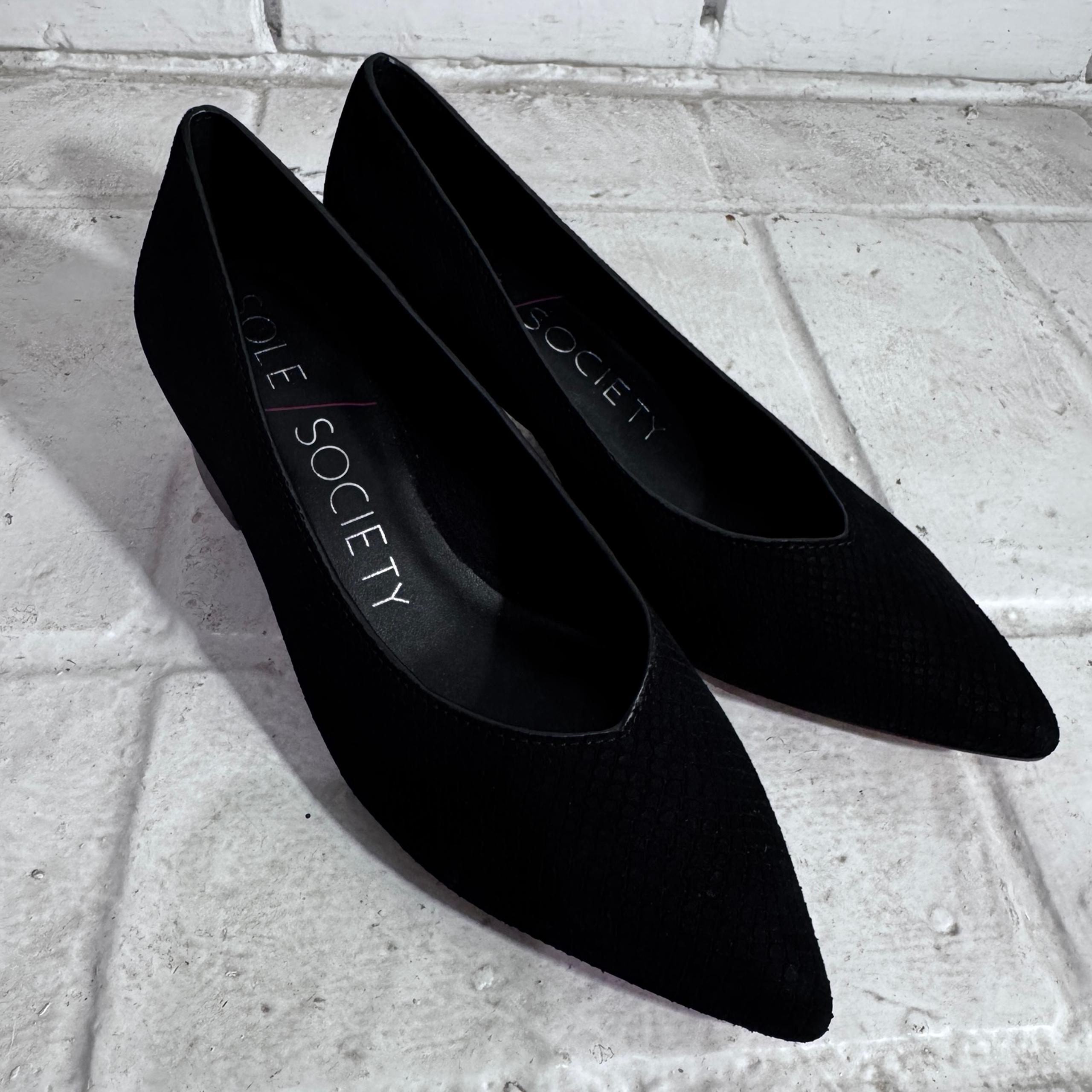 NWON Sole Society Women's So-Katarina Black Suede Closed Toe Pumps Heels Size 6