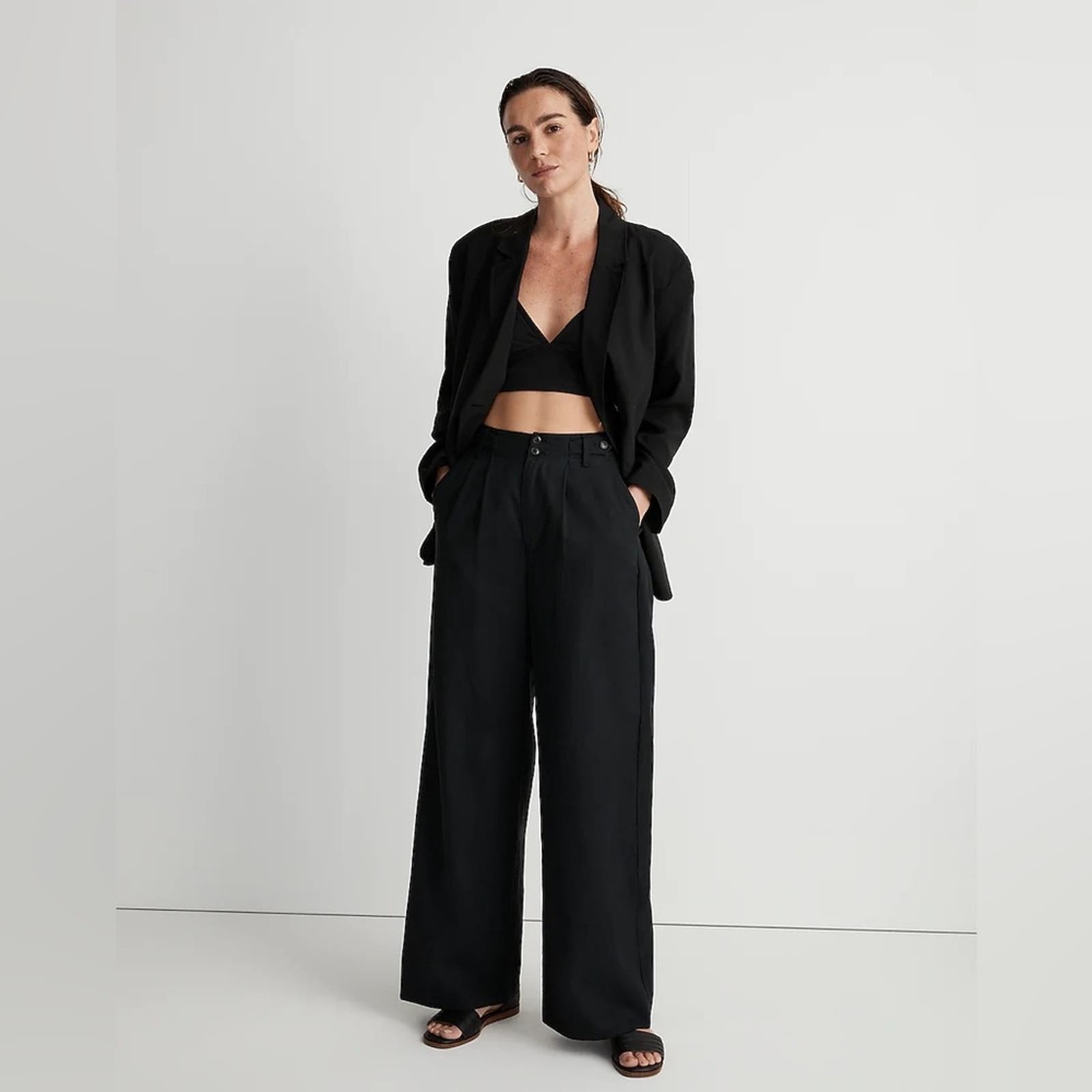 Madewell Black The Relaxed Blazer in Softdrape Size XL NJ736b