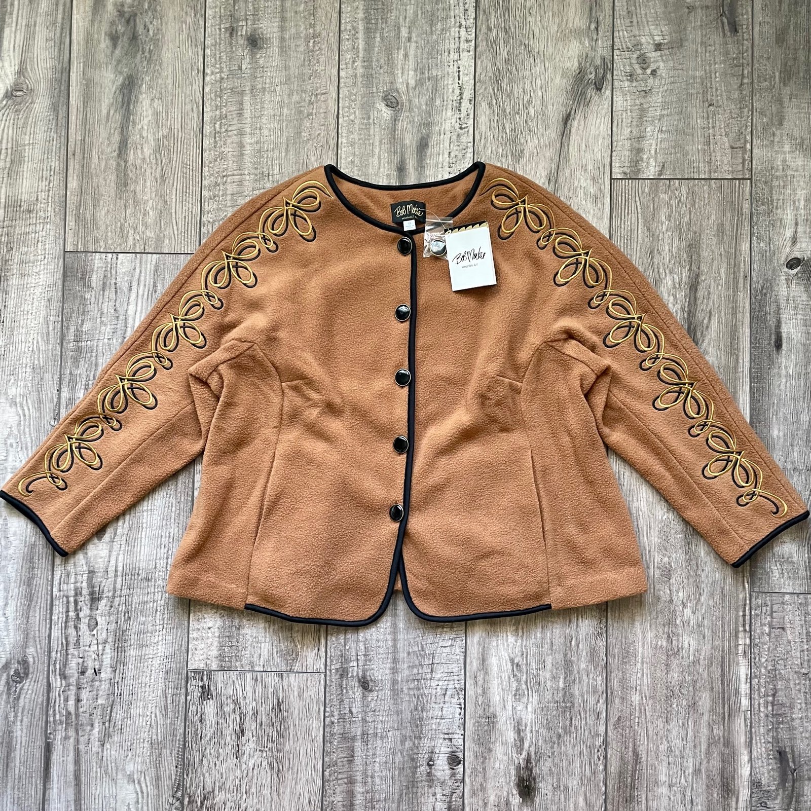 NWT Bob Mackie Wearable Art fleece teddy jacket [H3R]