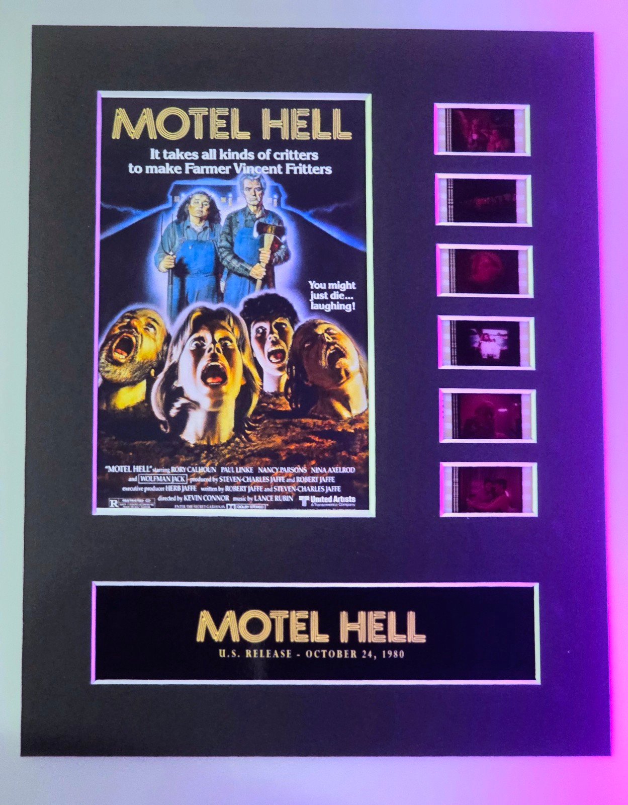 Motel Hell 35mm movie film cell display theatrical 8x10 1980 chainsaw horror