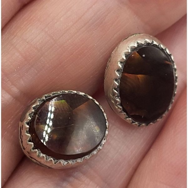 Native Orbicular Jasper Sterling Silver Post Stud Earrings 18mm