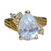 Vintage 18K GE Ring Huge Sparkle Pear CZ Surrounded by Round CZ Statement Size 9