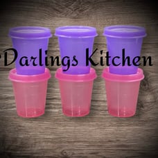 Tupperware Midget Pill, Condiments Set of 6 Pink & Purple New