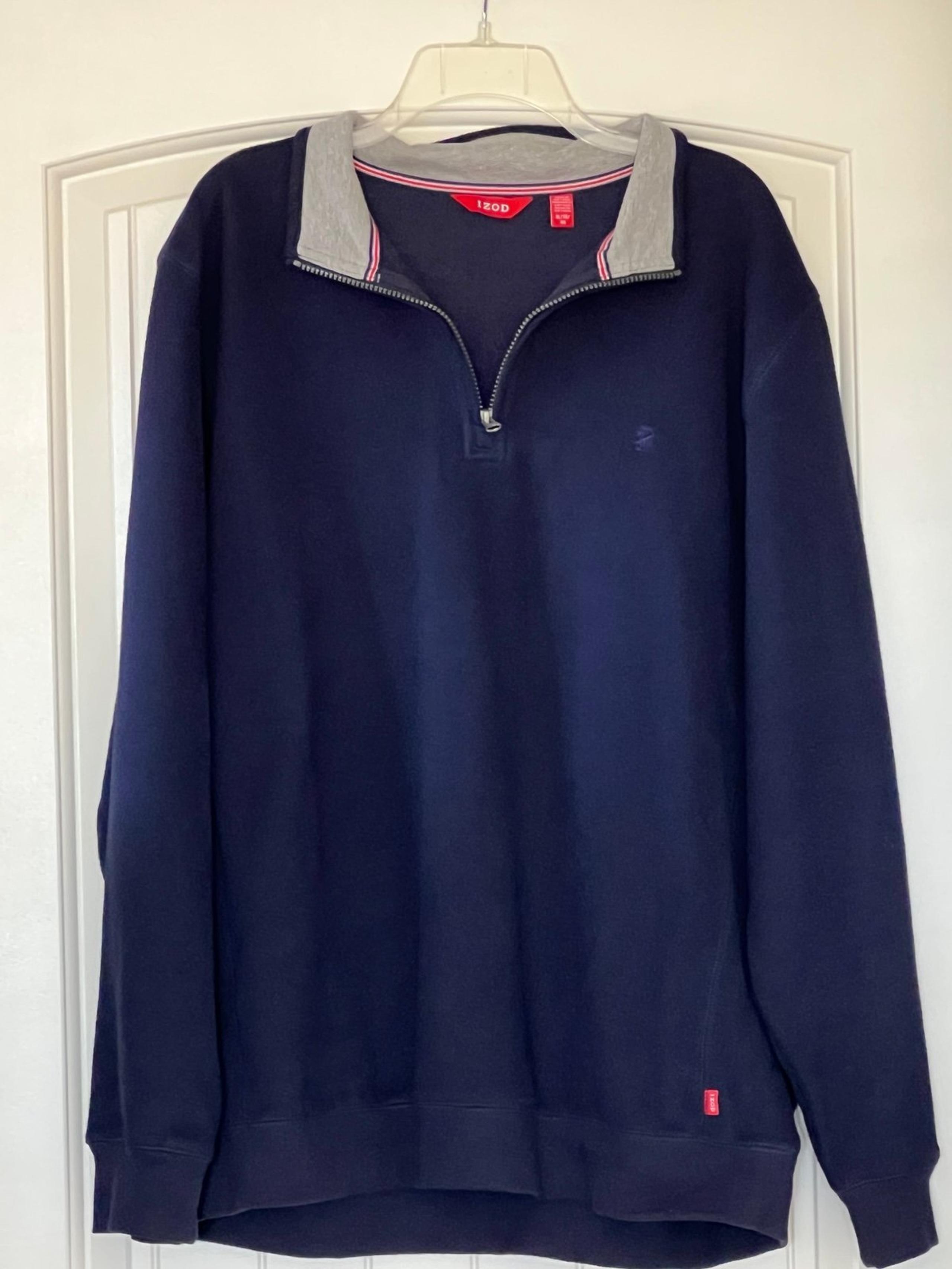 Men’s Izod 1/2 zip pullover long sleeve sweater, color Navy, size XL