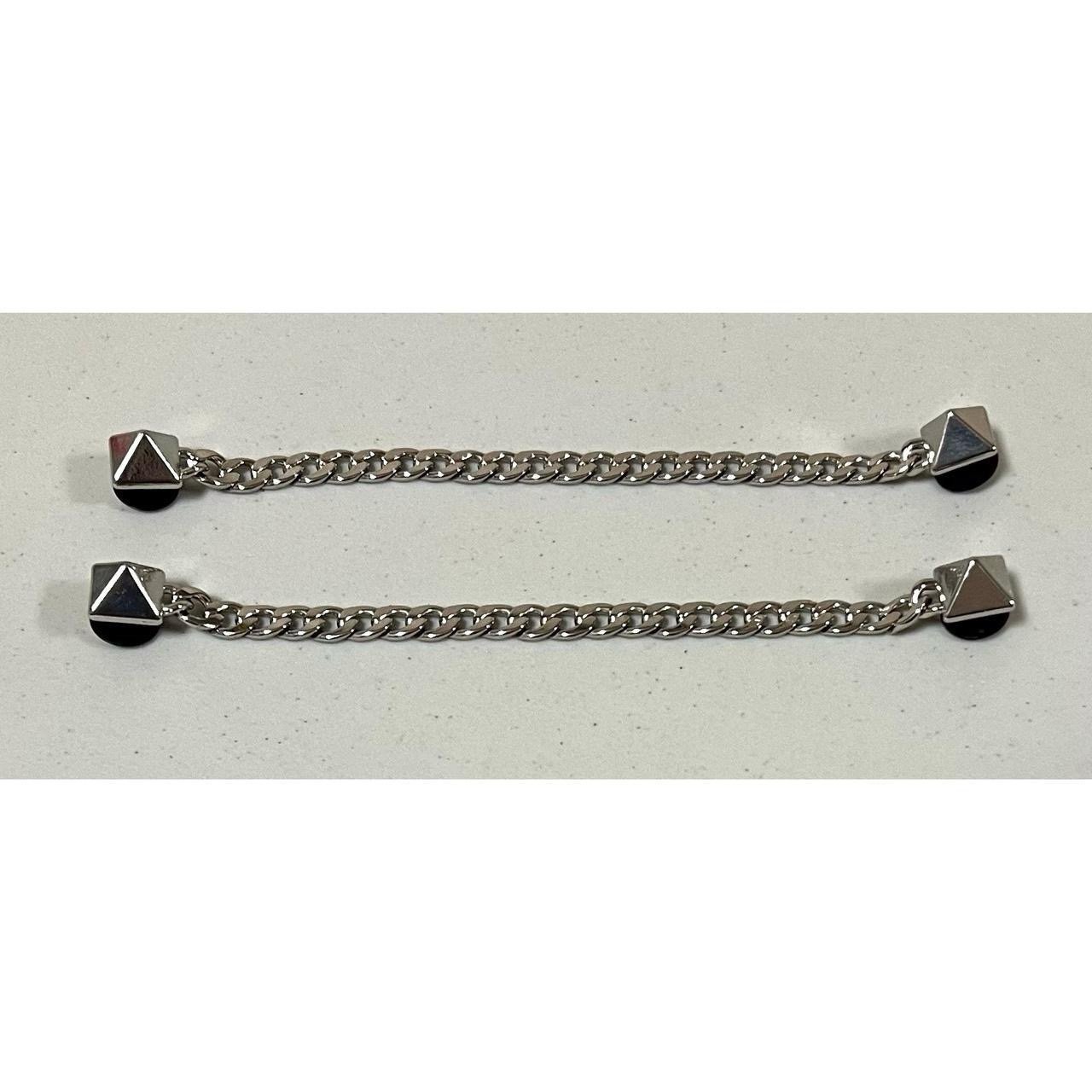 Crocs Silver Set Pair of 2 Pyramid Stud Studded Chains Shoe Shoes Charm Jibbitz