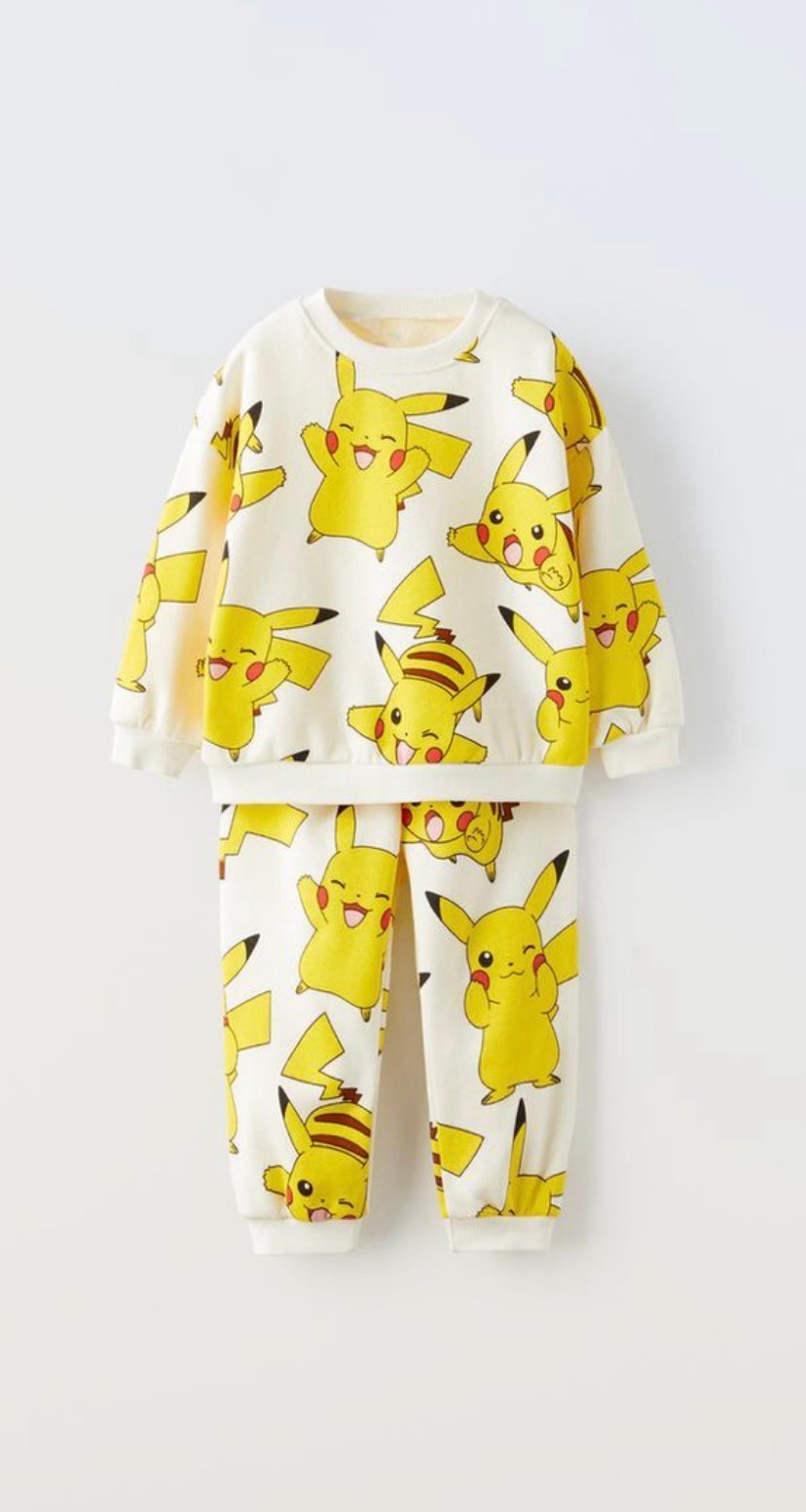 ZARA TODDLER PLUSH PIKACHU POKÉMON SWEATSHIRT AND PANTS MATCHING SET