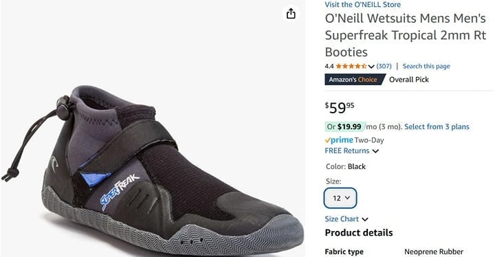 Size 12 O'Neill Men's Superfreak wetsuit 2mm Rt Booties