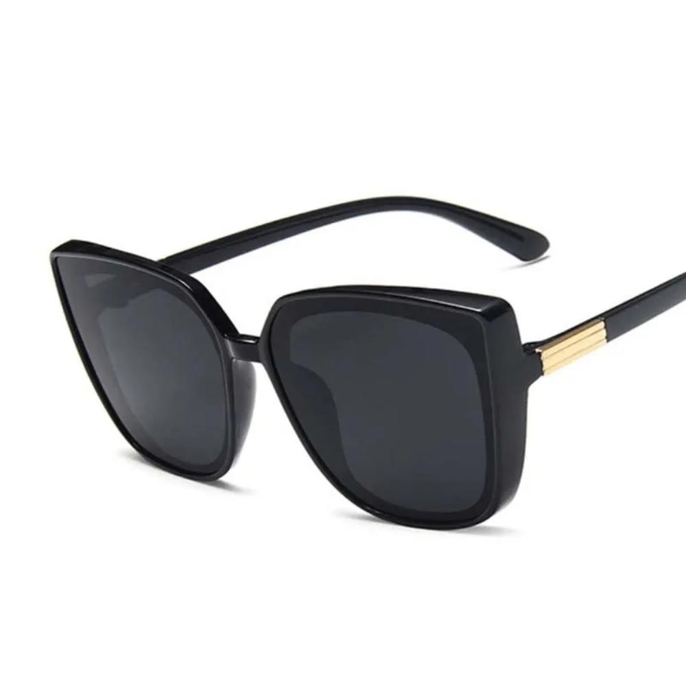 New Cat Eye black big frame grey lens unisex Sunglasses