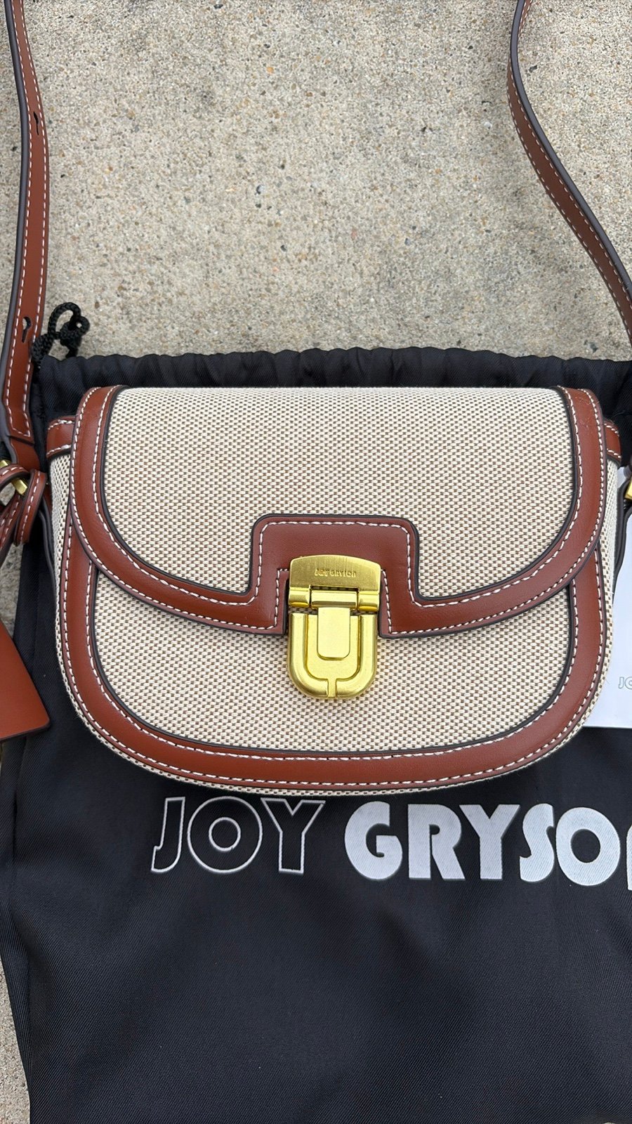 JOY GRYSON 348 Serendipity Crossbody saddle Bag Natural