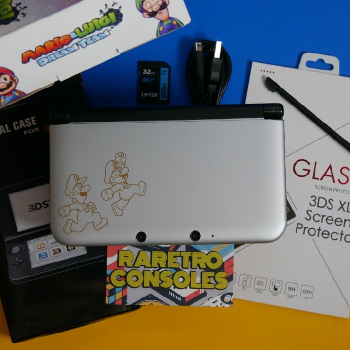 Mario & Luigi Dream Team Nintendo 3DS XL Console W/ Box, 32GB, Charger, 60 Games