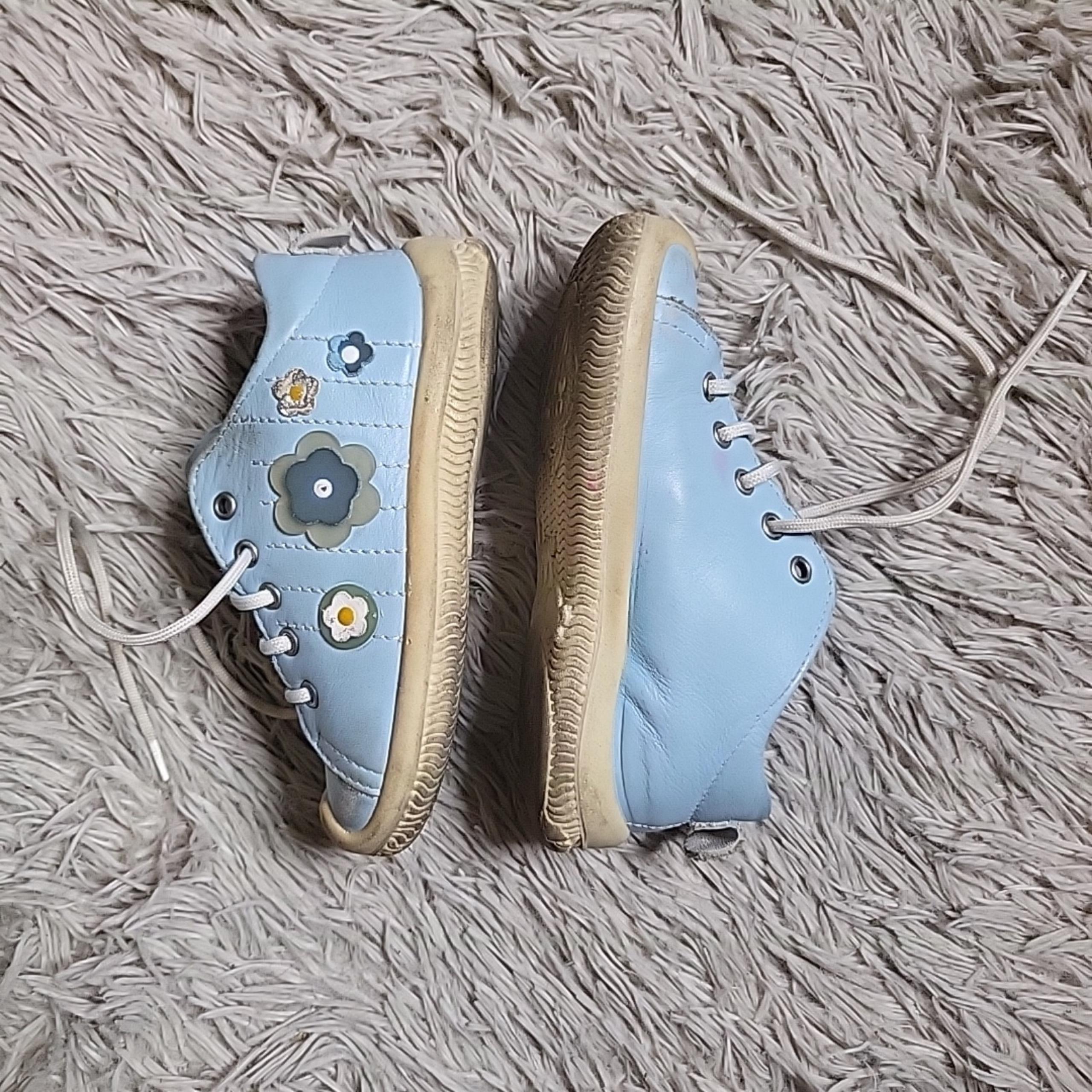 Primigi Girls Shoes Sneakers Blue Floral Sky Effect System Leather Size 24