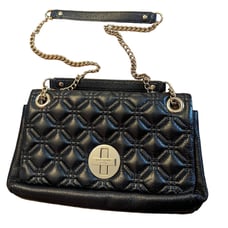 Kate Spade Quilted Crossbody Black Leather Bag with Hot Pink Lining