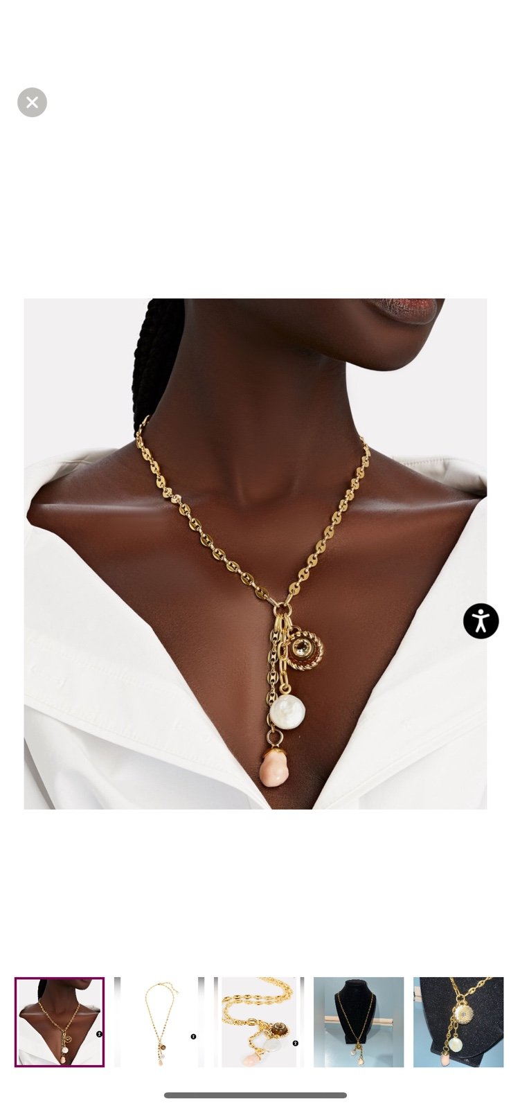 LIZZIE FORTUNATO Anchor Lariat Charm Necklace