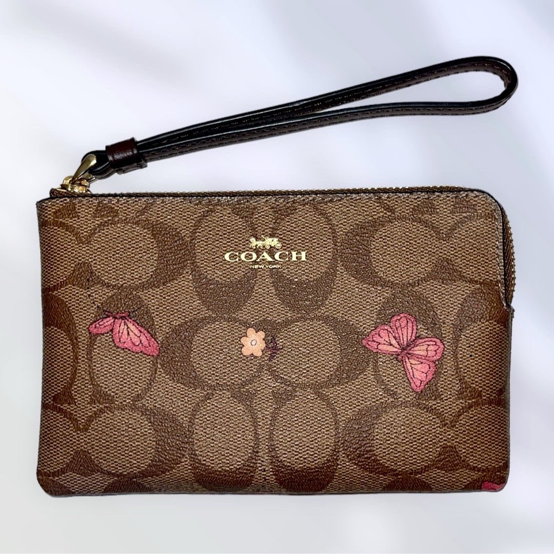 Coach Zippy Pouch Clutch Wristlet in Signature CC Butterfly Print