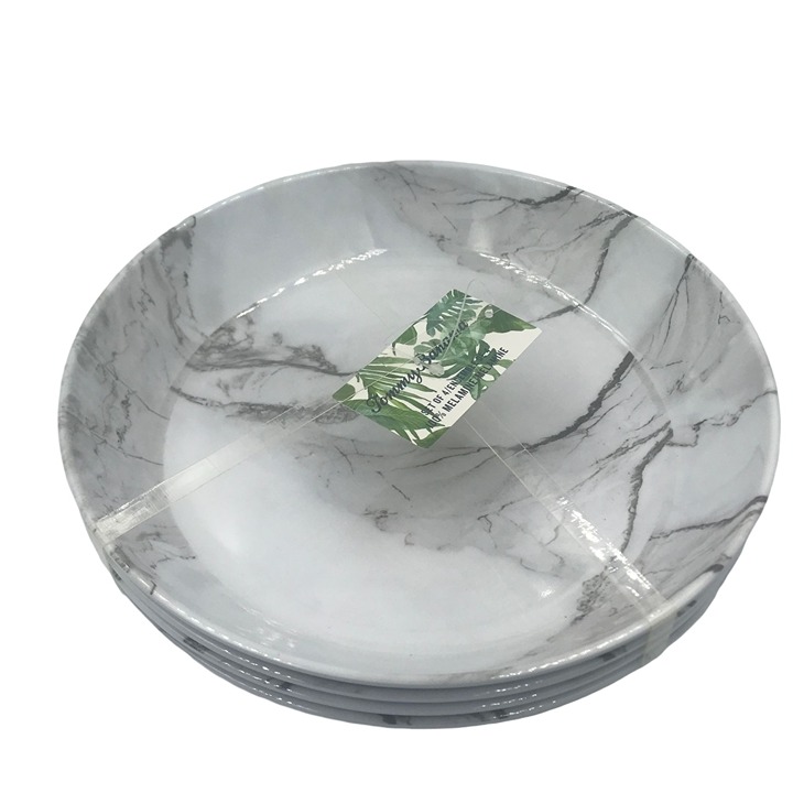 Tommy Bahama Melamine Bowls Plates Set 4 Salad Pasta Faux Marble Look