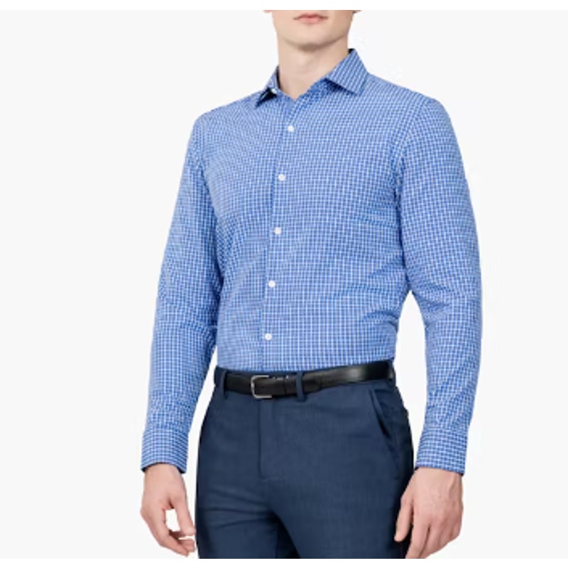 NWT Ministry of Supply Men's Previous Generation Gemini Knit Shirt Blue Check XL