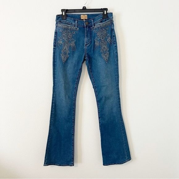 Driftwood Embroidered Flare Jeans Stretch Size 28