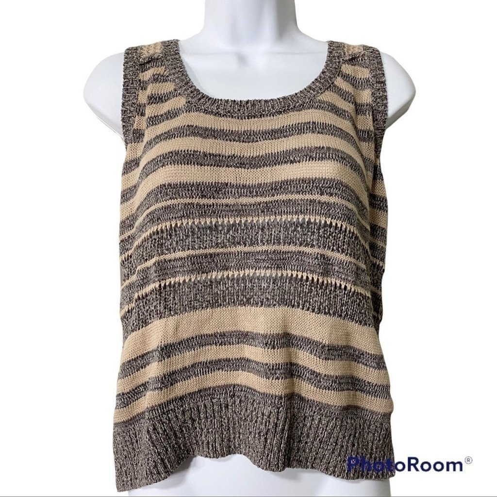 Bcbgeneration sleeveless sweater striped NWT size xs tan gray taupe