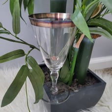 Hawkes Crystal Goblet Wine Glass Sterling Band Rimmed Signed Art Deco Set of 2