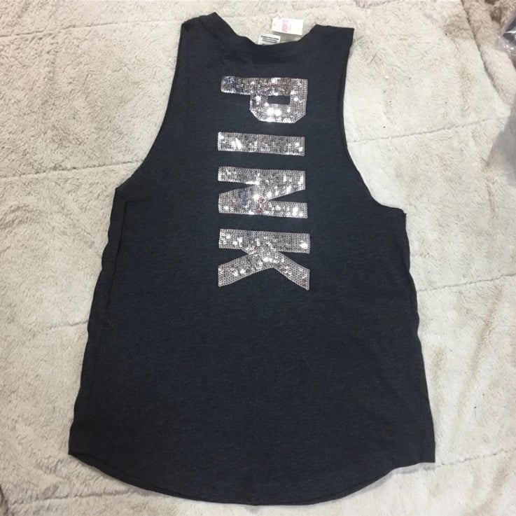 New Victoria’s Secret Pink Bling muscle tank fitness gym small m rare swim cover