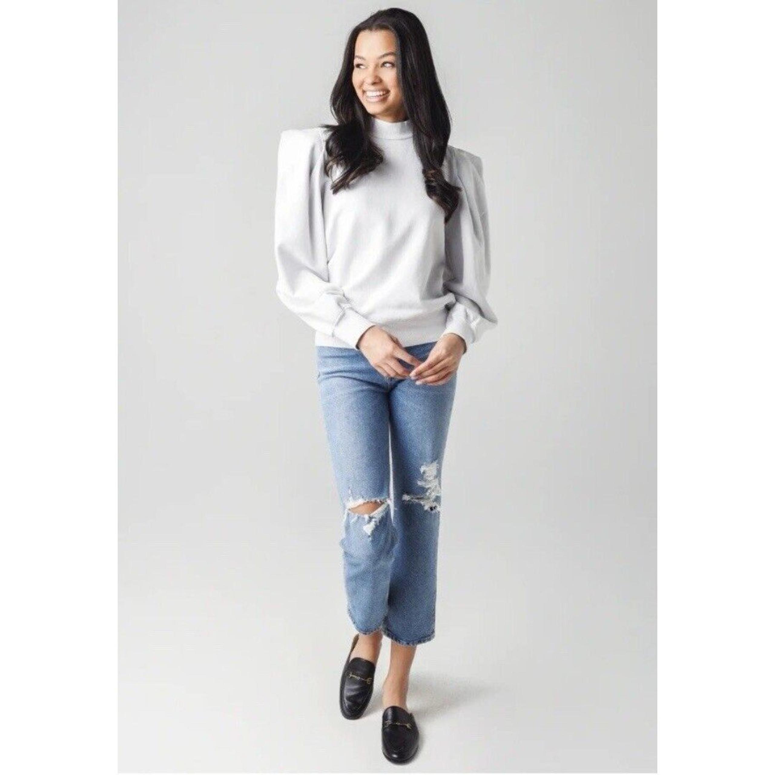 AGOLDE Women’s  Folded Sleeve Sweatshirt Off White Size XS