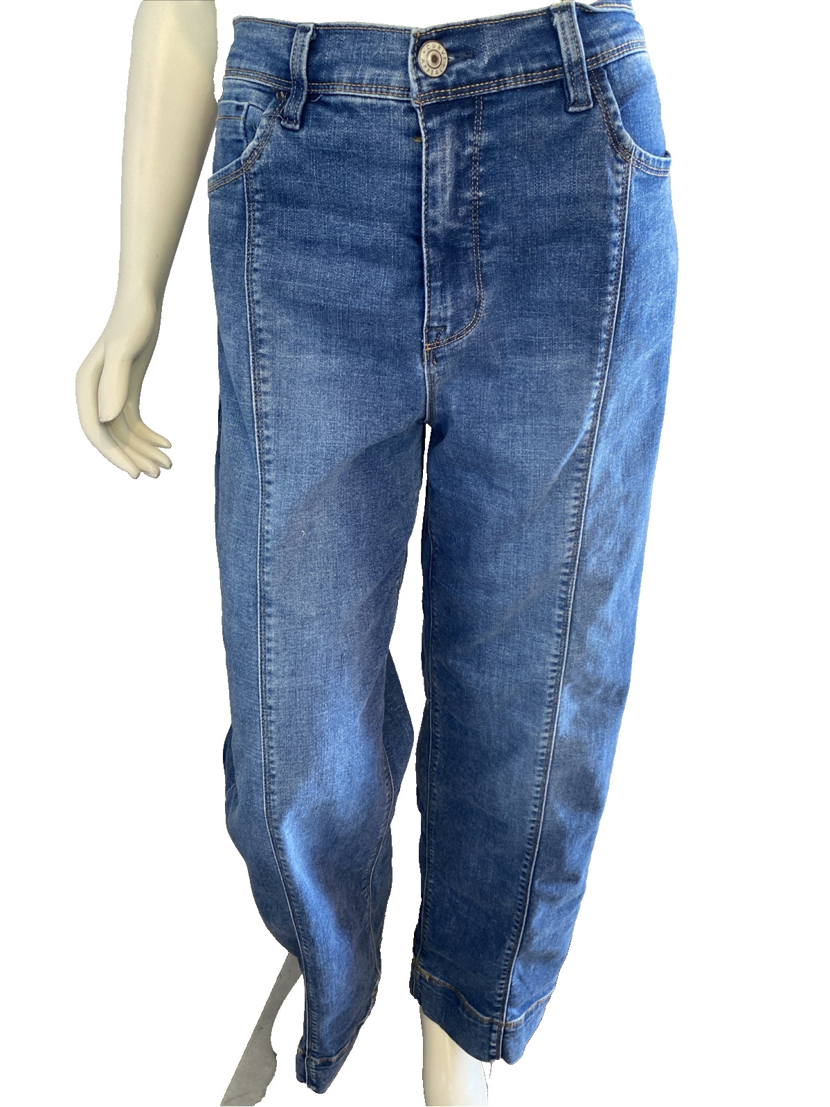 Curve Appeal Stone Washed High Rise Wide Leg Jeans Size 12/31