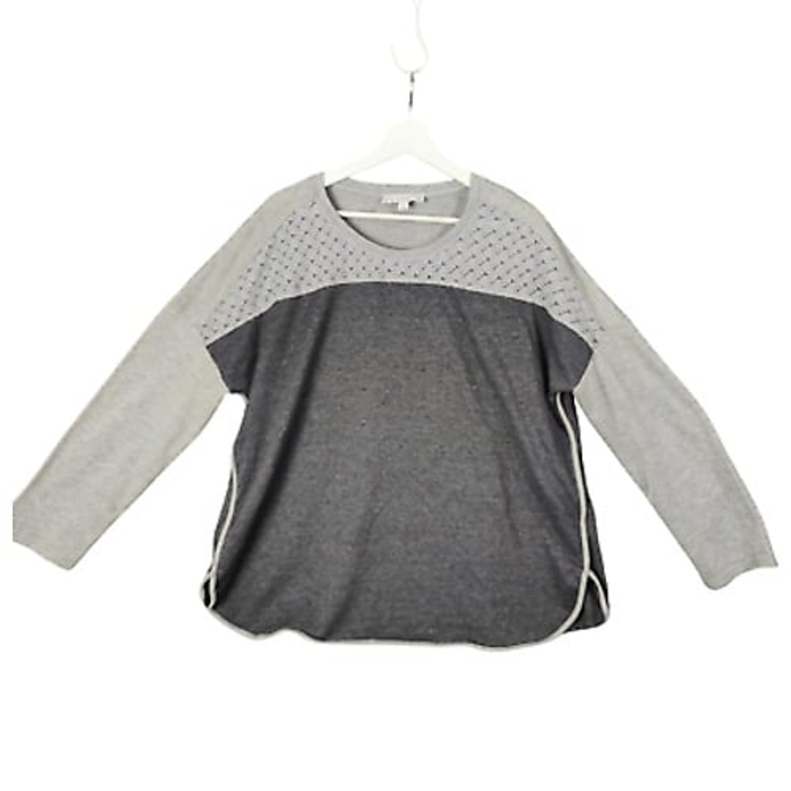 Suzanne Betro Lace Detail Colorblock Gray Tunic Top Long Sleeve Women Size 2X