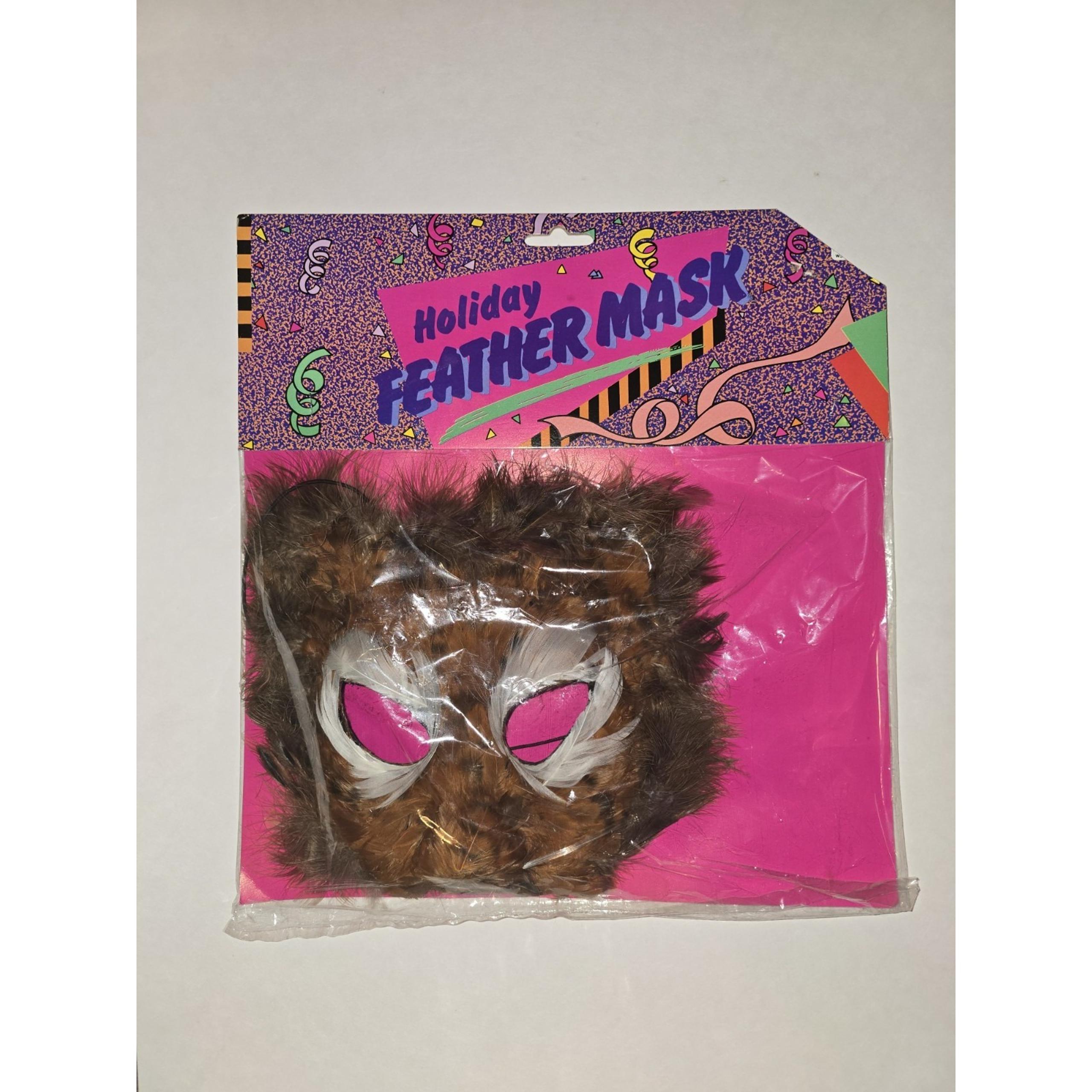 Lot Of 2 Feather Mask Halloween Masquerade Party  - Vintage 1989 NOS Costume