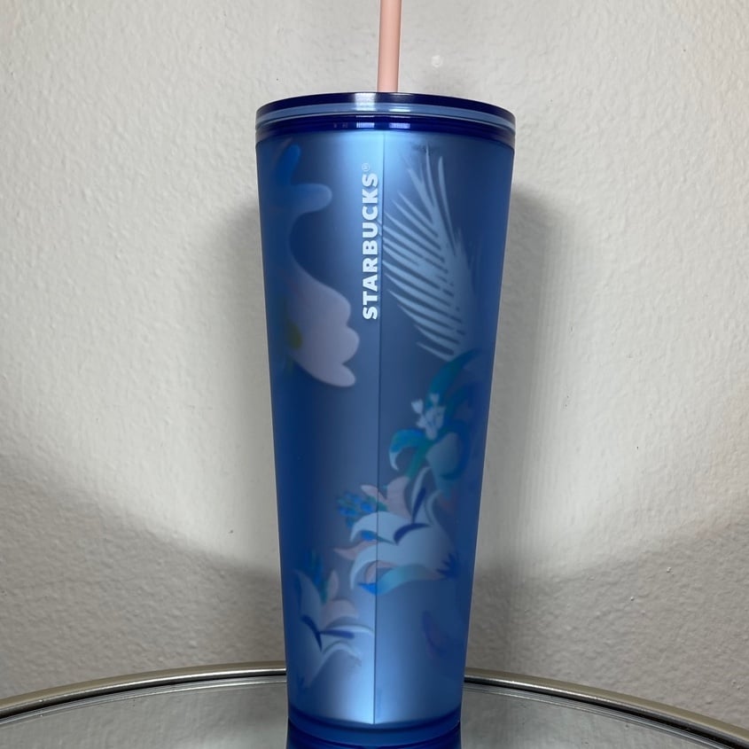 Starbucks 2023 View Thru the Garden Floral Blue Soft Touch Tumbler