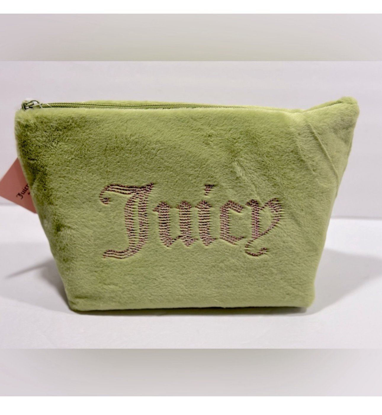 JUICY COUTURE Green Velvet with Shiny Rhinestones Makeup Travel Bag / Pouch