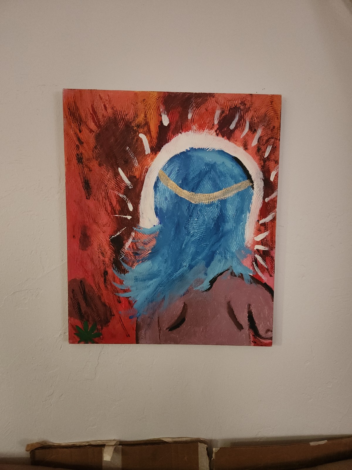 Artwork Original Acrylics On Canvas Blue Lady Domestic Abuse Angel New Era Art