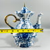 Russia Imperial Lomonosov Porcelain 22kt Gold Trim Singing Garden Tea Pot 9.5