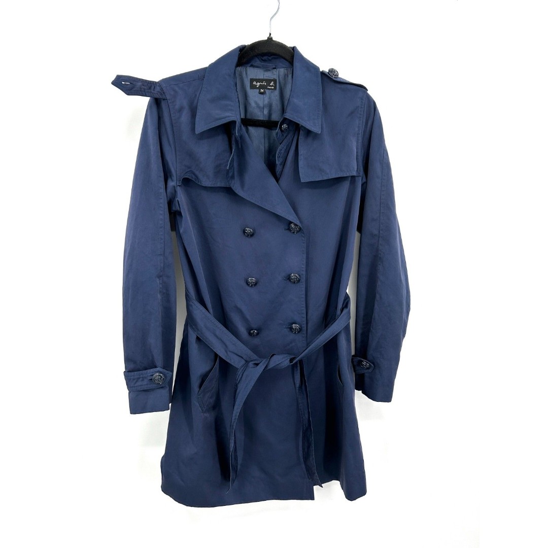 AGNES B. *Flawed* Navy Blue Double Breasted Button Up Outdoor Peacoat Size EU 36