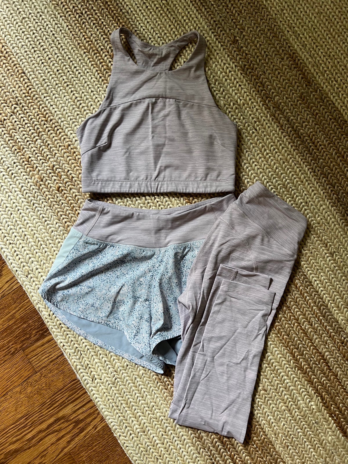 Outdoor Voices Crop, Leggings, Short Set