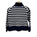 BABATON Turtleneck 100% Merino Wool Navy White Striped Sweater SZ XSmall CHUNKY