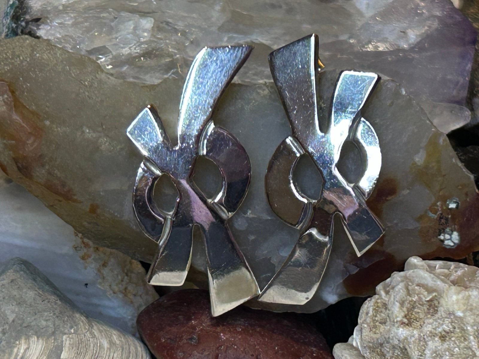 Vintage Sterling Silver Taxco XO Earrings 11g