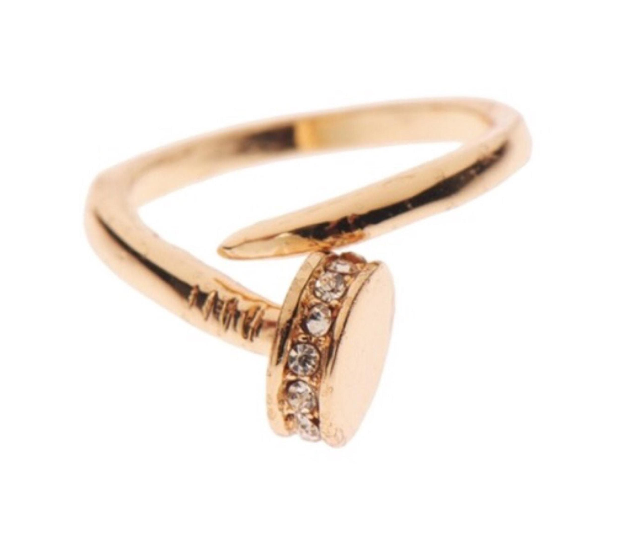T&J Designs Gold Crystal Wrap Around Nail Midi Ring NWT