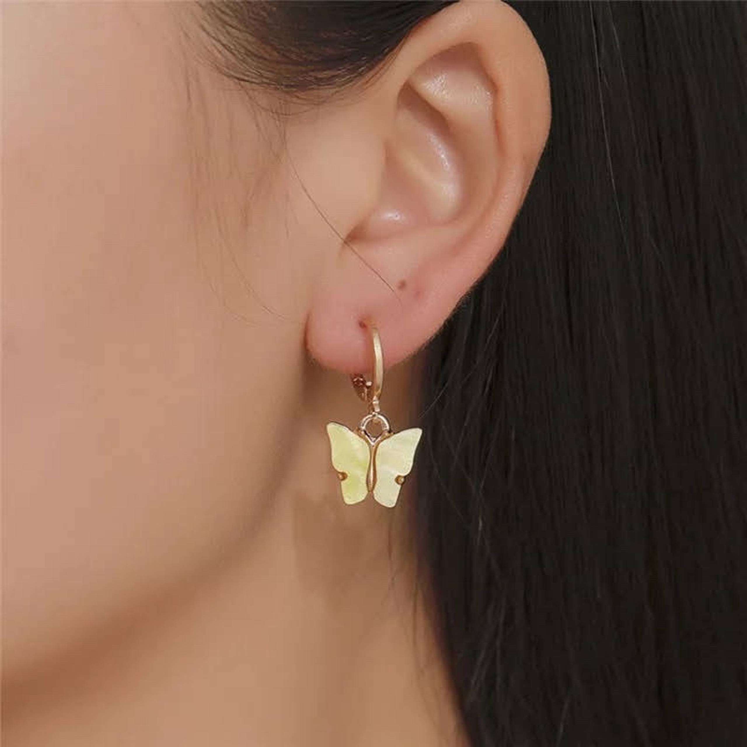 Dainty Acrylic Butterfly Huggie Earrings