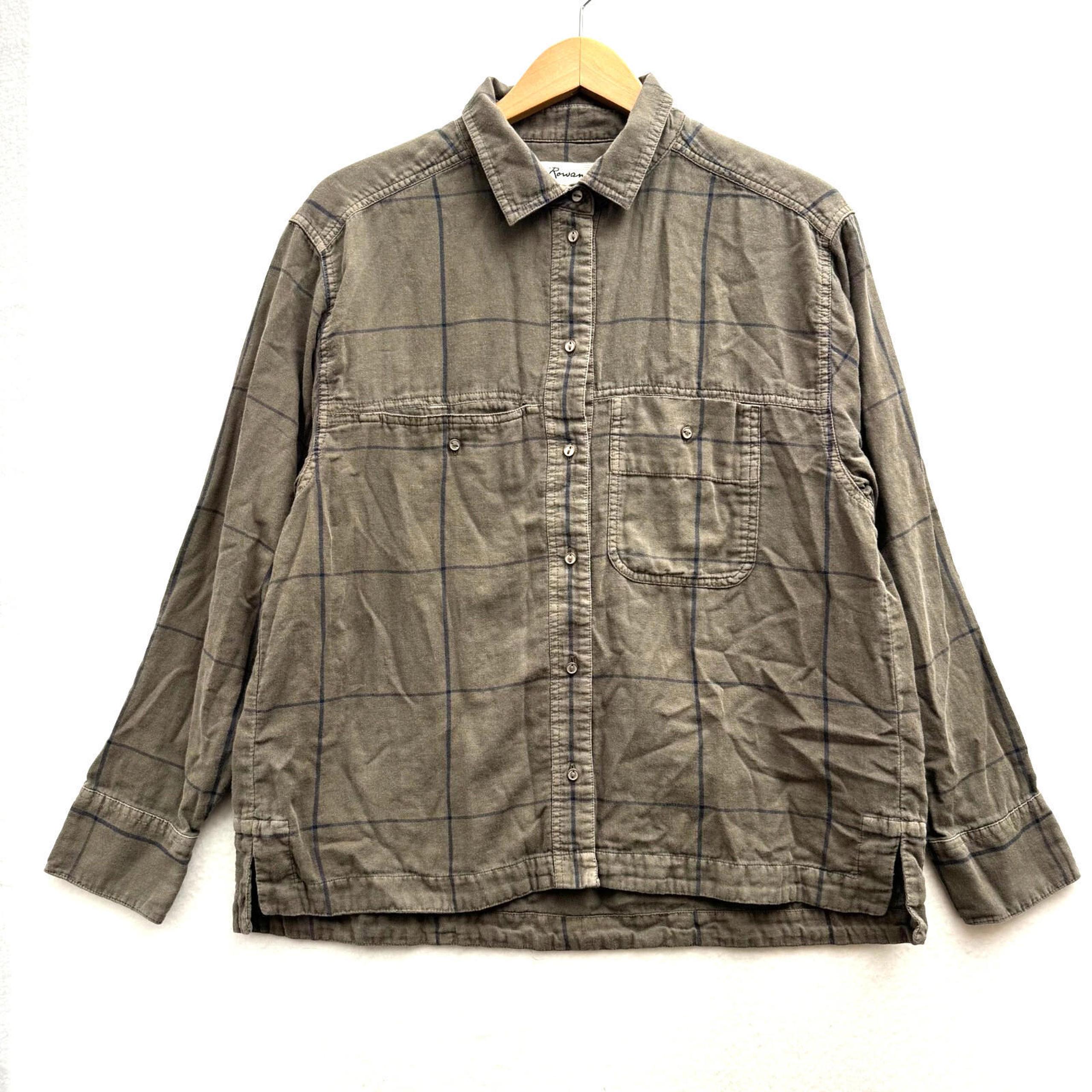 Rowan Women's Large Boyfriend Oversized Gray Faded Wash Plaid Shirt Button Up
