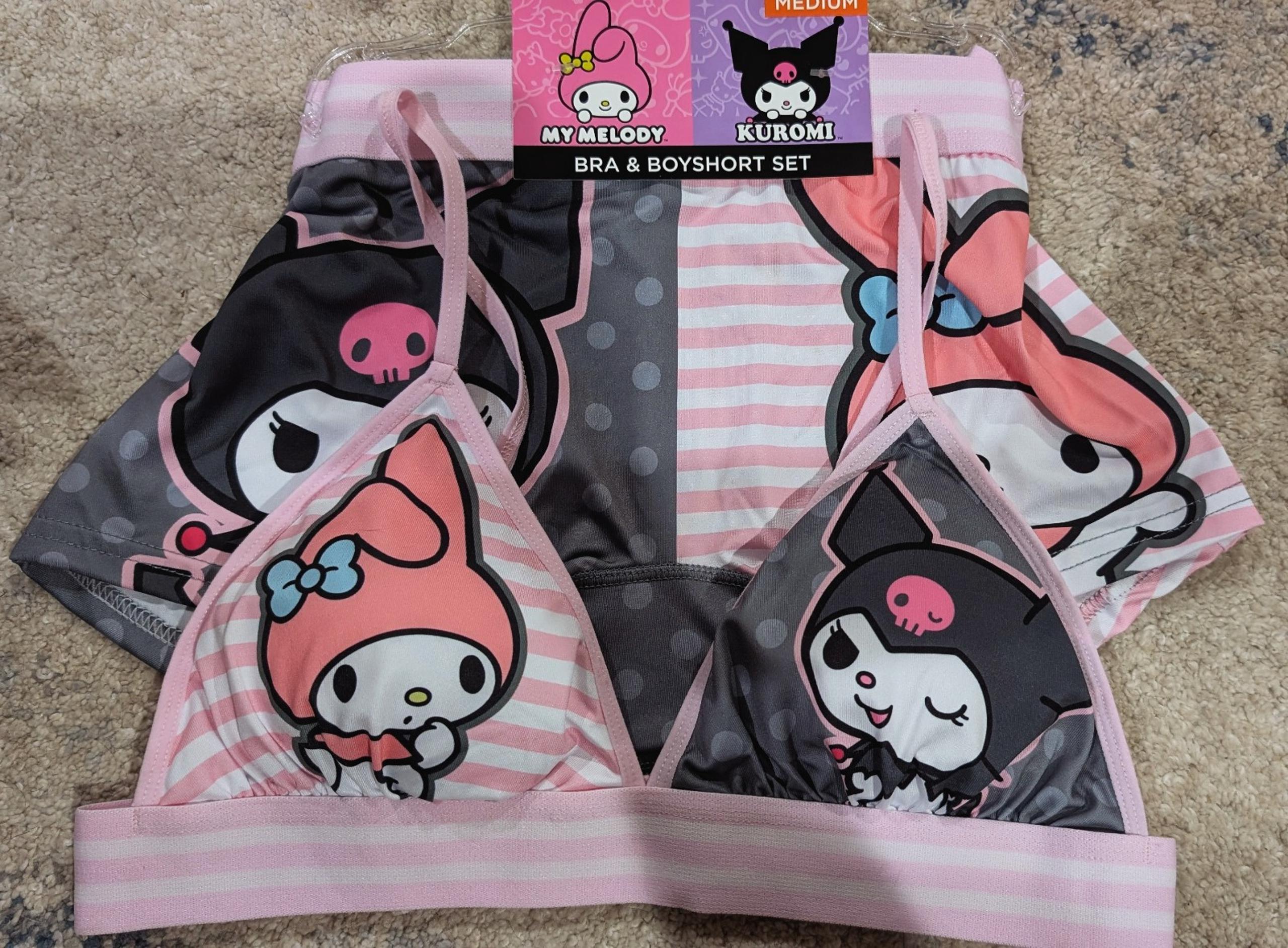 SANRIO My Melody & Kuromi Bra & Boyshort SET Medium NEW!