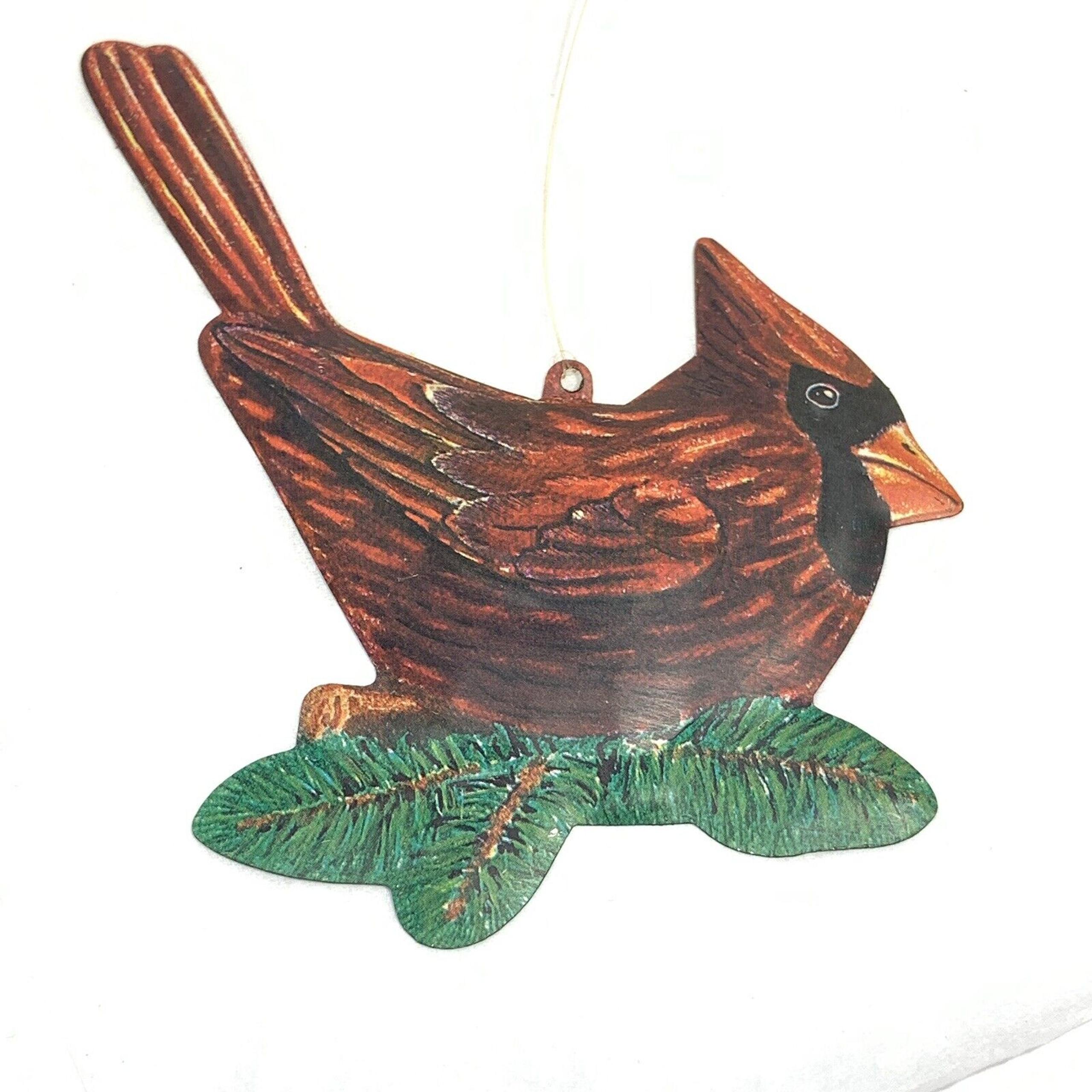 DEPT 56 Metal RED CARDINAL Christmas Ornament Cut Out Tree Branch BIRD