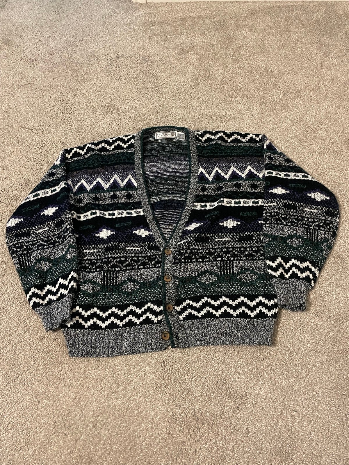 Vintage 90s Michael Gerald Cardigan Sweater Mens Size Large Geometric Pattern