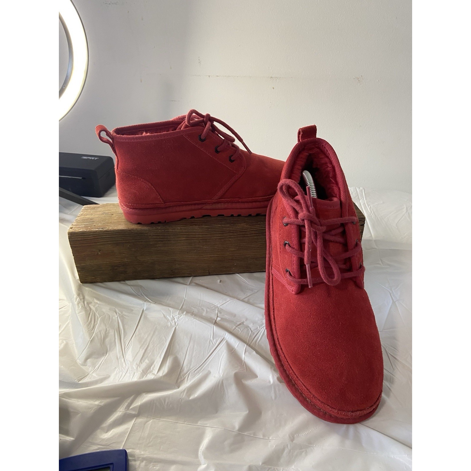 Women's UGG Nermel Chukka Suede Lined Boots In Samba Red Color-Size 8-Very Nice