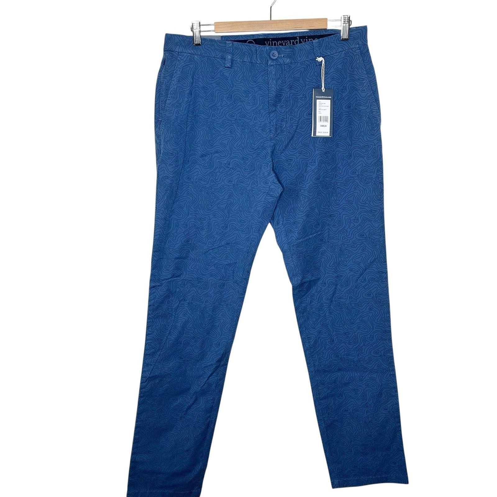 Vineyard Vines On The Go Pants Blue Printed Mens 34x34 Performance Geometric