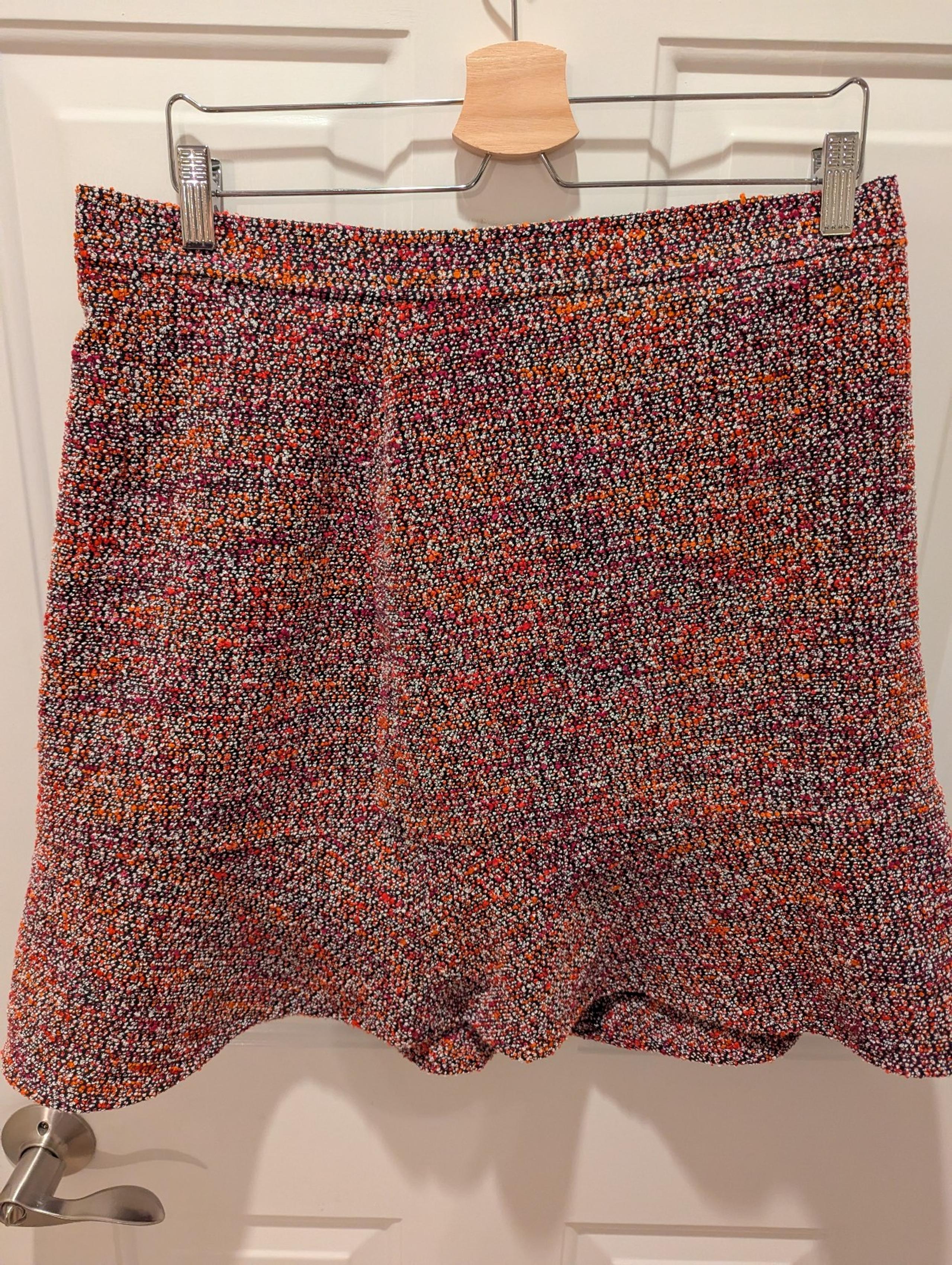 Hot pink, orange, red and black tweed skirt, LOFT, size 12
