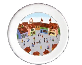 Villeroy and Boch Naïf Large Porcelain Cake Plate 11 3/4'' Village Scene